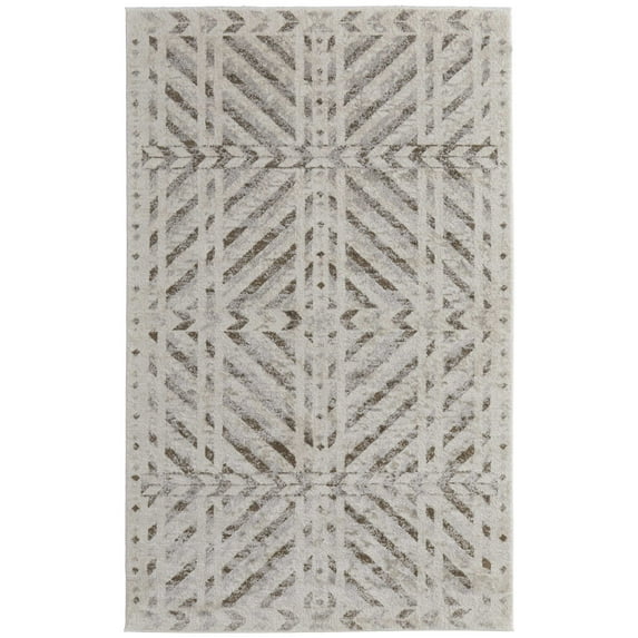 Feizy Vancouver Modern Geometric, Ivory/Tan/Brown, 9' x 12' Area Rug, Easy Care Stain Resistant, Area Rug for Living Room and Bedroom