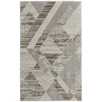 Feizy Vancouver Modern Geometric, Tan/Brown/Ivory, 1'8" x 2'10" Accent Rug Easy Care Stain Resistant Scandinavian Diamond Design Carpet for Living Dining Bed Room