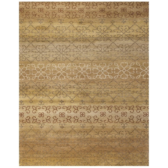 Feizy Verdigris Transitional Geometric, Brown/Tan, 7'9" x 9'9" Area Rug Stain Water Resistant Pet & Kid Friendly Global Damask Design Carpet for Living Dining Bed Room