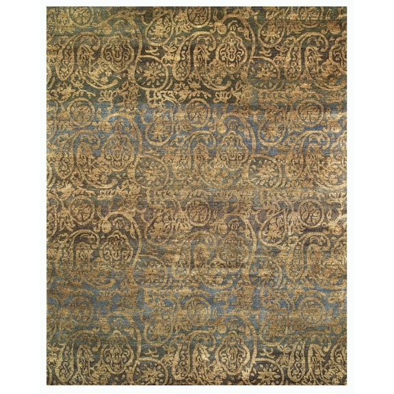 Feizy Verdigris Transitional Paisley, Brown/Gold/Blue, 4' x 6' Accent Rug Stain Water Resistant Pet & Kid Friendly Casual Design Carpet for Living Dining Bed Room