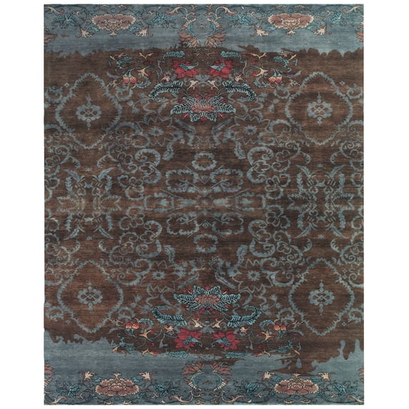Feizy Vivendi Transitional Paisley, Brown/Blue/Red, 7'9" x 9'9" Area Rug Easy Care Pet & Kid Friendly Stain Resistant French & Victorian Floral & Botanical Design Carpet for Living Dining Bed Room