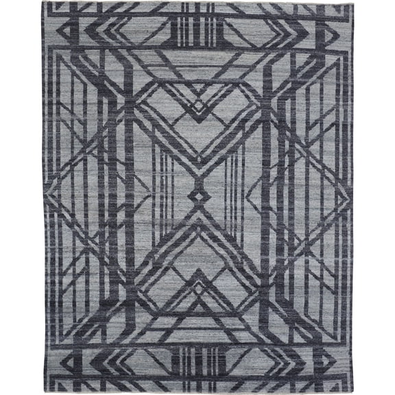 Feizy Vivien Modern Geometric, Gray/Blue, 2' x 3' Accent Rug, Easy Care Stain Resistant Kid Friendly, Area Rug for Living Room and Bedroom