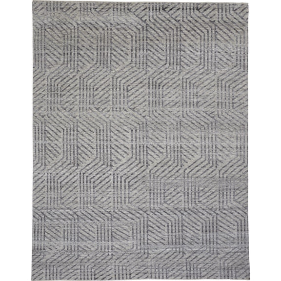 Feizy Vivien Modern Geometric, Gray/Tan, 2' x 3' Accent Rug, Easy Care Stain Resistant Kid Friendly, Area Rug for Living Room and Bedroom