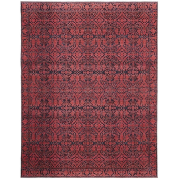 Feizy Voss Transitional Trellis & Lattice, Red/Black, 5'3" x 7'6" Area Rug Stain Fade Resistant Pet & Kid Friendly Cottage Distressed Floor Rug for Living room Bedroom