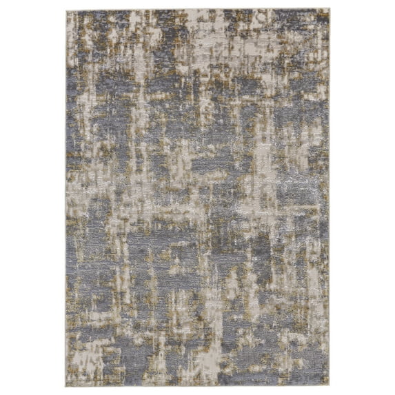 Feizy Waldor Modern Abstract, Gray/Gold, 5' x 8' Area Rug, Easy Care Stain Resistant Fade Resistant, Area Rug for Living Room and Bedroom