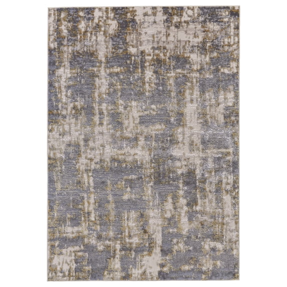 Feizy Waldor Modern Abstract, Gray/Gold, 6' 7" x 9' 6" Area Rug, Easy Care Stain Resistant Fade Resistant, Area Rug for Living Room and Bedroom