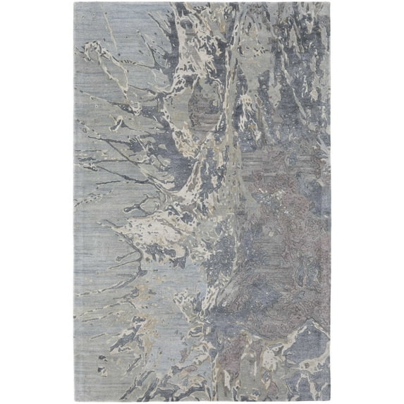 Feizy Zarah Modern Watercolor, Blue/Taupe/Green, 12' x 15' Area Rug Sheen Fade Resistant Handmade Industrial Distressed Floor Rug for Living room Bedroom