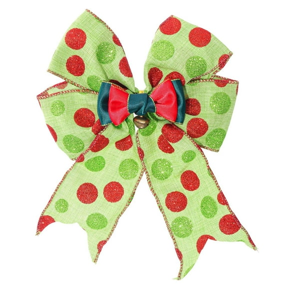 Fek888 Bows for Christmas Christmas Red And Green Polka-Dots Bow Hair Accessories 12-Pack For Christmas Tree Decor