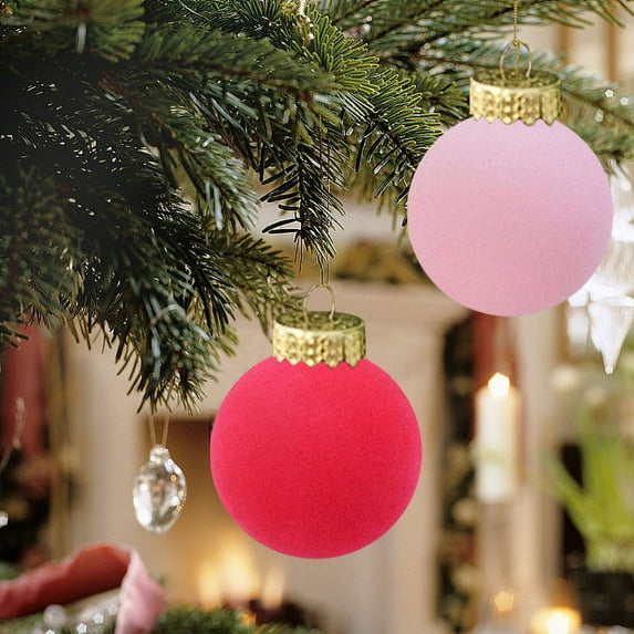 Fek888 Christmas Balls Large Blue 12 Pcs Velvet Christmas Balls Flocked Christmas Tree Ball Ornaments Plastic Balls Xmas Decorative Hanging Ornaments Christmas Tree Decoration.36 Inch