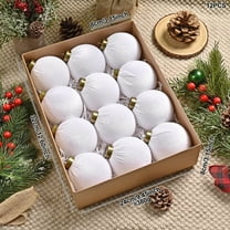 Fek888 Christmas Balls Large White 12 Pcs Velvet Christmas Balls Flocked Christmas Tree Ornaments Plastic Balls Xmas Decorative Hanging Ornaments Christmas Tree Decoration 3.15 Inch