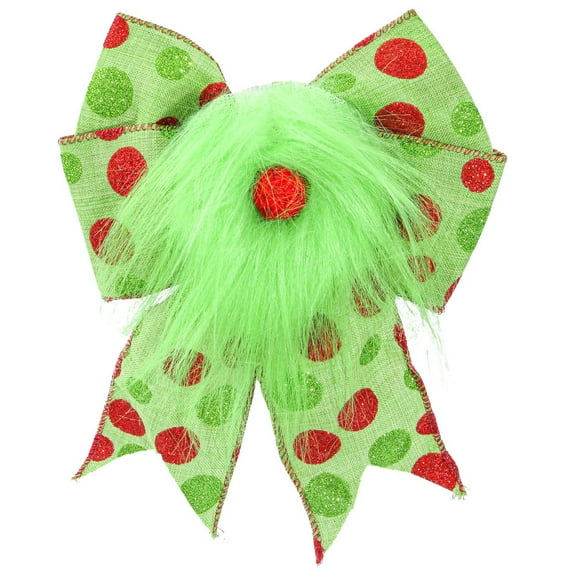 Fek888 Christmas Bows for Crafts Christmas Red And Green Polka-Dots Bow Hair Accessories 12-Pack For Christmas Tree Decor