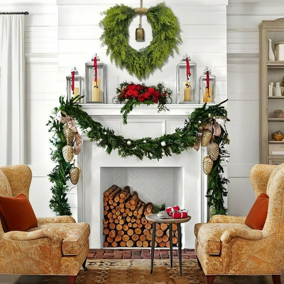 Fek888 Christmas Decorations Wreath Outdoor Winter Wreaths For Front Door Large Christmas Wreath Artificial Green Wreath For Front Door Window Walls Christmas Decor Indoor Outdoor Home