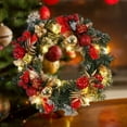 thumbnail image 1 of Fek888 Christmas Wreath Decorations Ornaments Gold Lighted Christmas Wreath Wrought Iron Wooden Front Door Christmas Wreath/Wreath Fall/Indoor Outdoor Home Door Wreath, 1 of 7