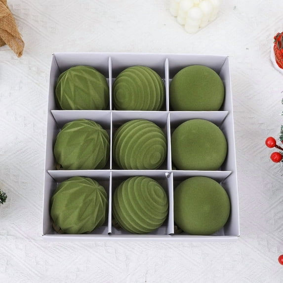 Fek888 Large Christmas Balls Decoration 9 Pcs Velvet Christmas Balls Flocked Christmas Tree Ornaments Plastic Balls Xmas Decorative Hanging Ornaments Christmas Tree Decoration 3.15 Inch