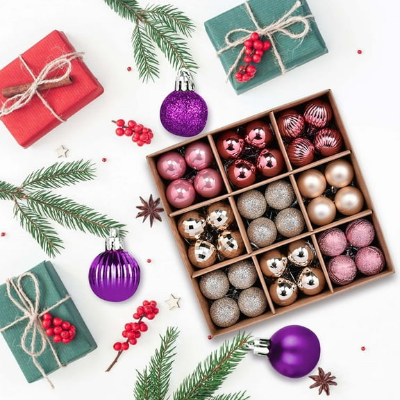 Fek888 Large Christmas Balls Ornaments Christmas 3CM-72PCS Electroplated Set Christmas Tree Pendant Kraft Paper Box Decorations