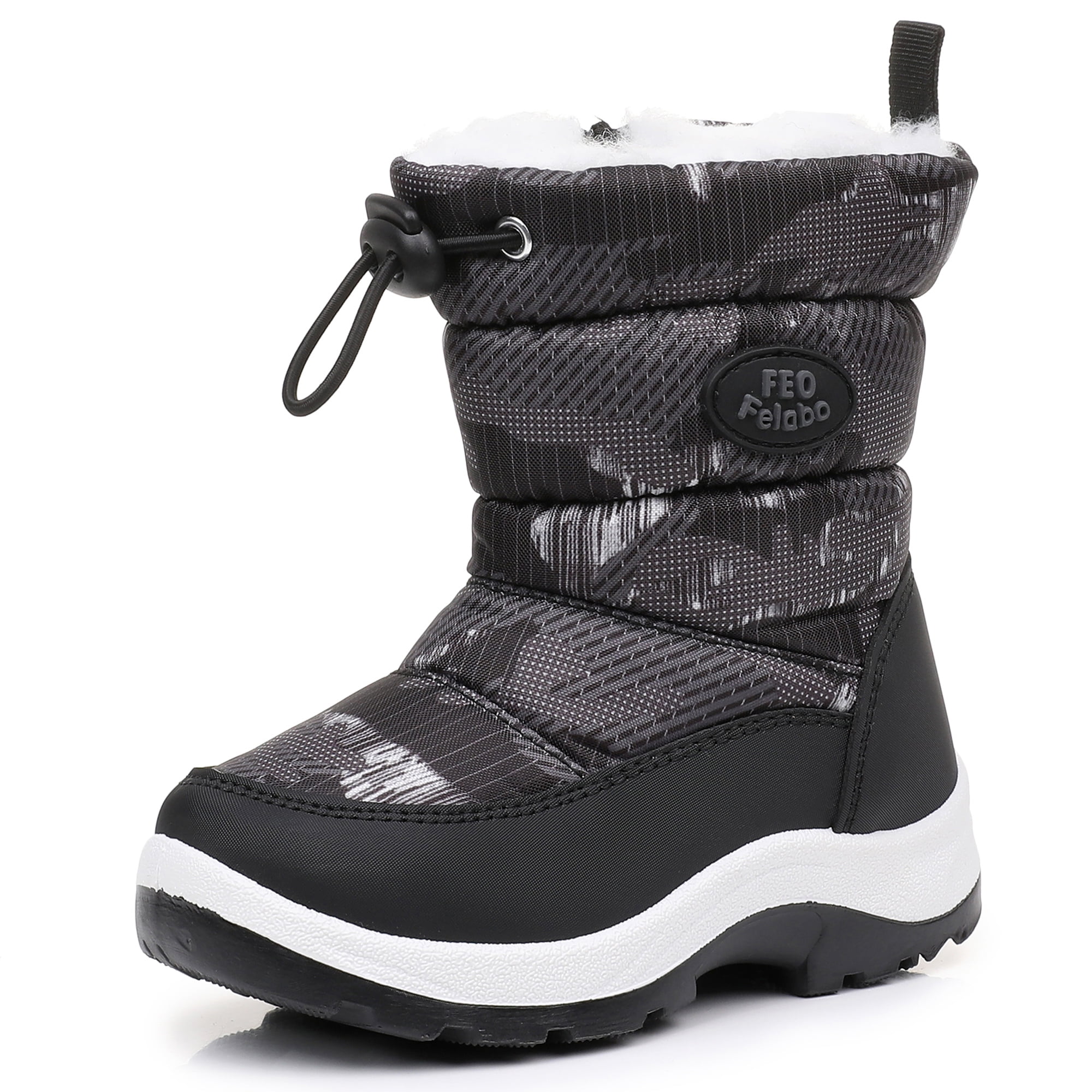 Felabo Kids Snow Boots for Boys Girls Water Resistant Insulated Winter ...