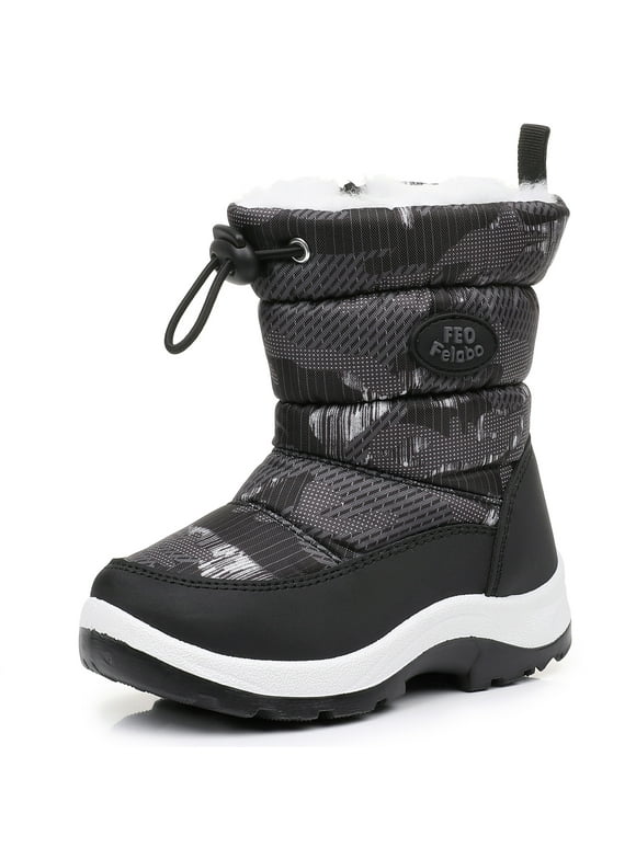 Kids Snow Boots for Boys Girls Water Resistant Insulated Winter Boots with Warm Fur Lining Slip Resistant Outdoor Shoes (Toddler/Little Kid)