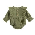 thumbnail image 1 of Felcia 0-18M Baby Girl Bodysuit Newborn Ruffles Long Sleeve Button Solid Jumpsuit Autumn Bodysuit, 1 of 6