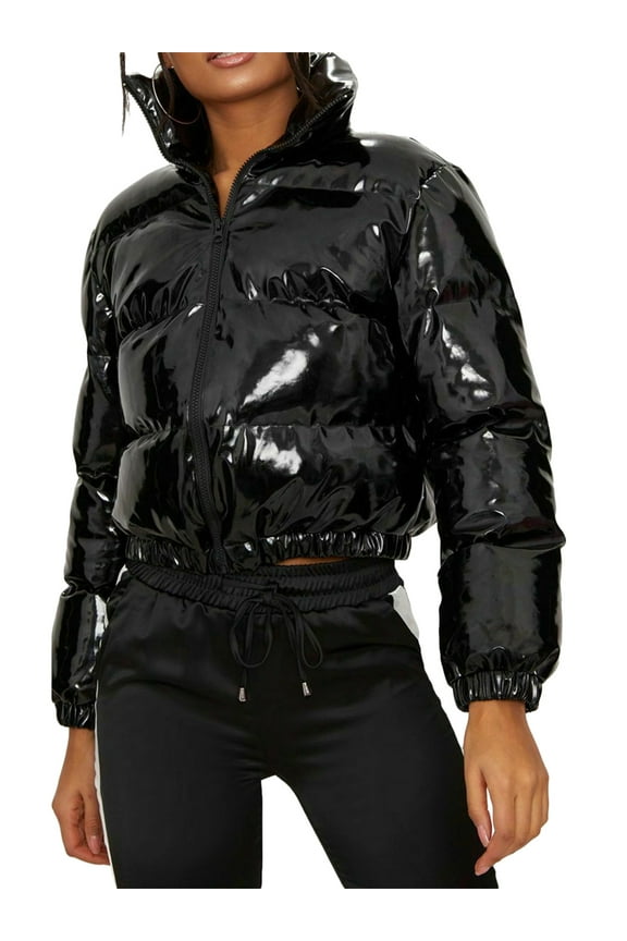 Winter Down Jacket Women Neon Color Cropped Puffer Jacket Outwear Bubble Coat