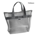thumbnail image 1 of Feldeace Mesh Beach Bag Portable Toiletry Bag Travel Storage Bag Swimming Bag Bathroom Handbag Size 14.17x12.2inch Maximum Load 11.02 Pounds, 1 of 6
