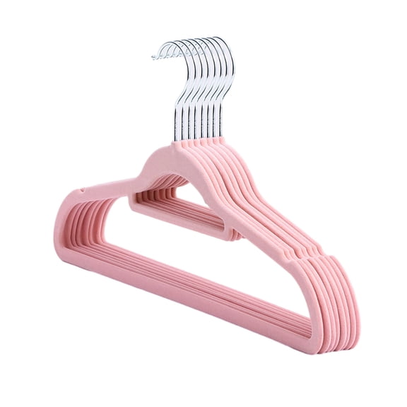 Feledorashia 10-Pack Flocked Clothes Hanger Home Adult Non-Slip Drying Rack No Mark Hanger,Pink