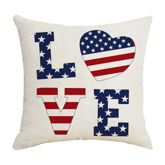 Feledorashia 4th of JulyIndependence Day Decorative Pillow Cover, Patriotic Printed Pattern Pillowcase, Machine Washable, for Home Party Wedding Holiday Celebrations Decorations