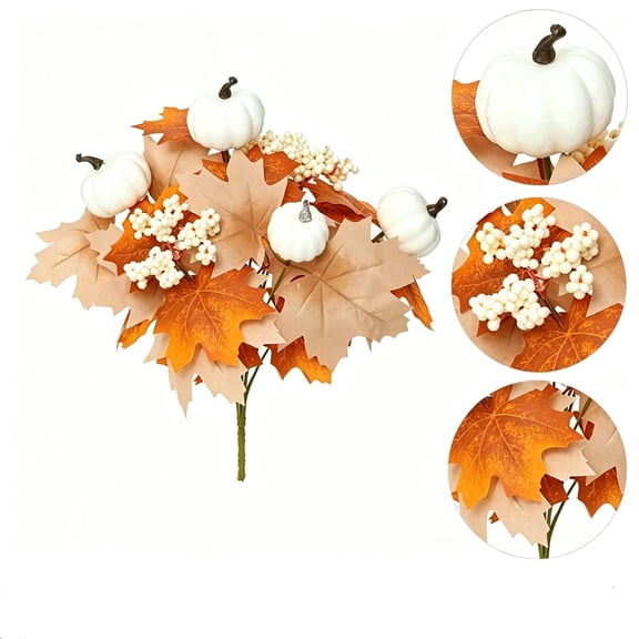 Feledorashia Artificial Fall Flower Picks, Halloween Pumpkin Stems, Thanksgiving Maple Leaf Decorations, Flexible Stem Autumn Home Decor for Wreaths and Centerpieces