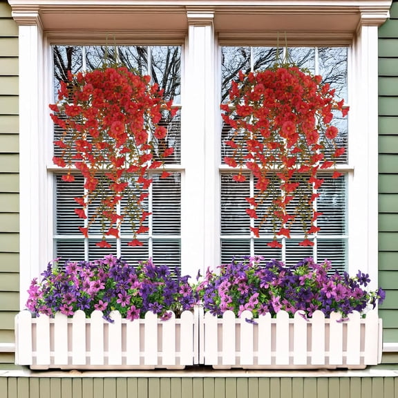Feledorashia Artificial Flower Wall Hanging, Outdoor Garden Decoration, Realistic Cascading Fake Morning Glory Garland, Durable Waterproof Plastic Silk Fabric Design