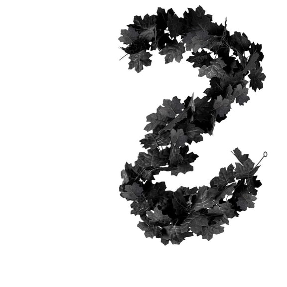 Feledorashia Artificial Maple Leaf Garland, Halloween Decorative Vines, Flexible Matte Black Fabric Leaves with Realistic Vein Texture for Indoor Outdoor Seasonal Party Decoration