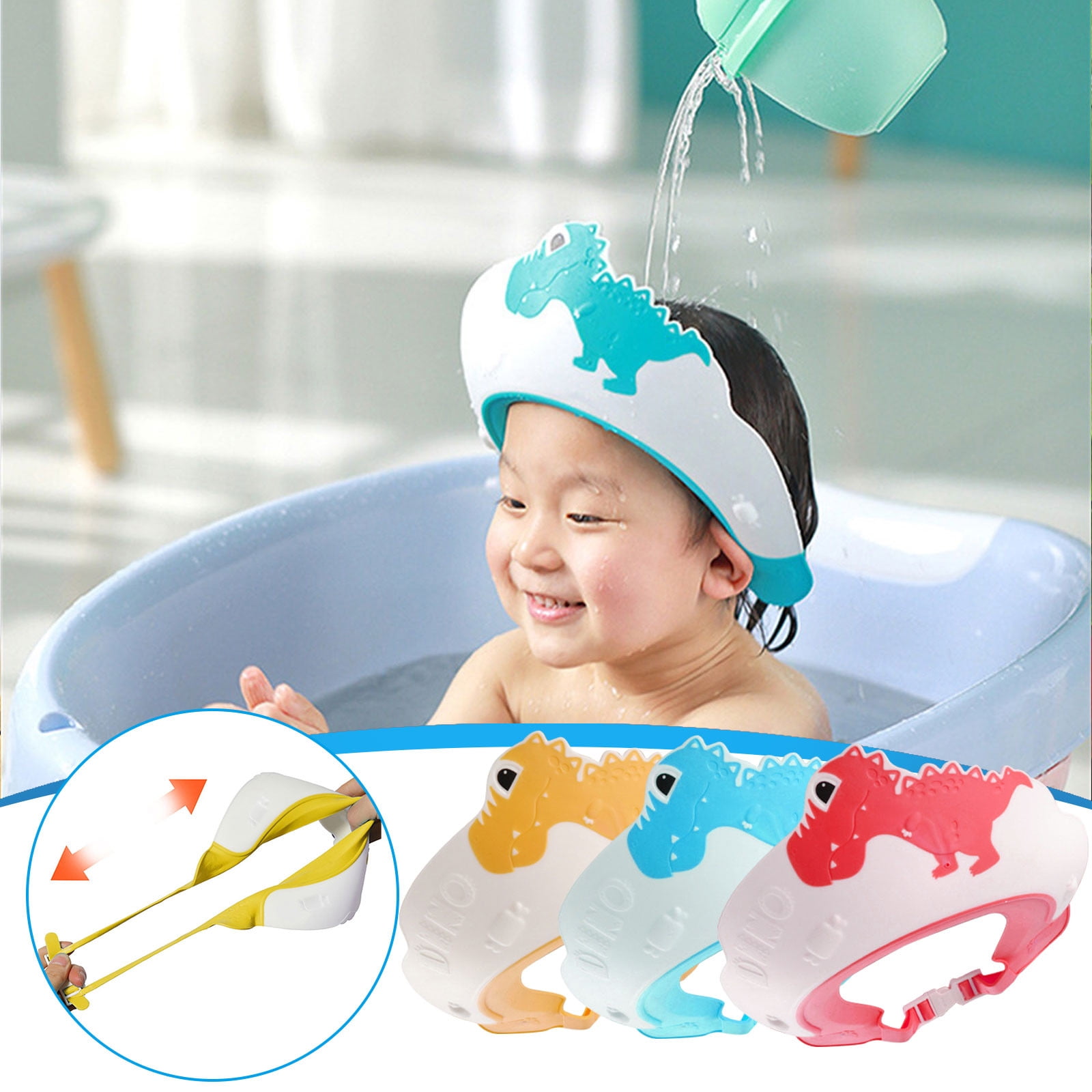 Feledorashia Baby Shower Cap Bathing Cap Soft Adjustable Visor Hat Safe Shampoo Shower Bathing
