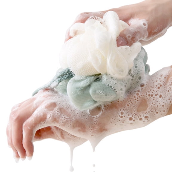 Feledorashia Bath Shower Loofah Sponge Bath Mesh Pouf Shower Ball Body Scrubber Exfoliating Bath Sponge for Women Men Shower Ball Bathroom Supplies