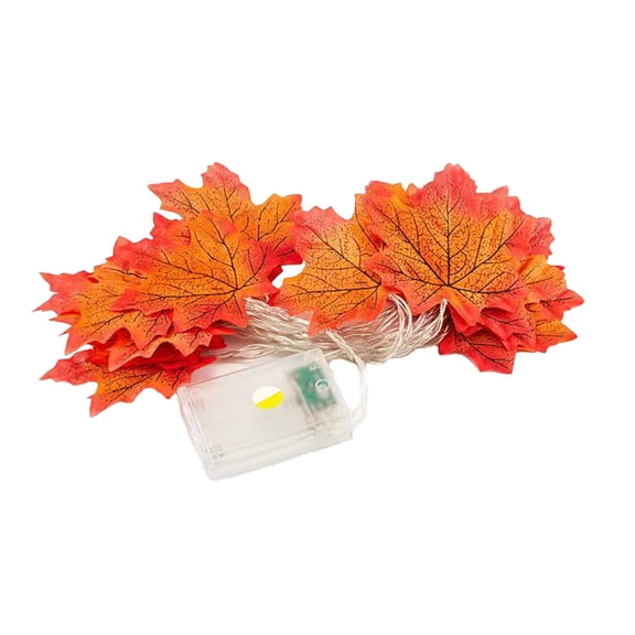 Feledorashia Battery Operated Maple Leaf String Lights, Fall Orange Leaf Fairylights, 8 Flashing Modes Indoor Mantel Window Seasonal Decor, Flexible Plastic Material, 300cm Length