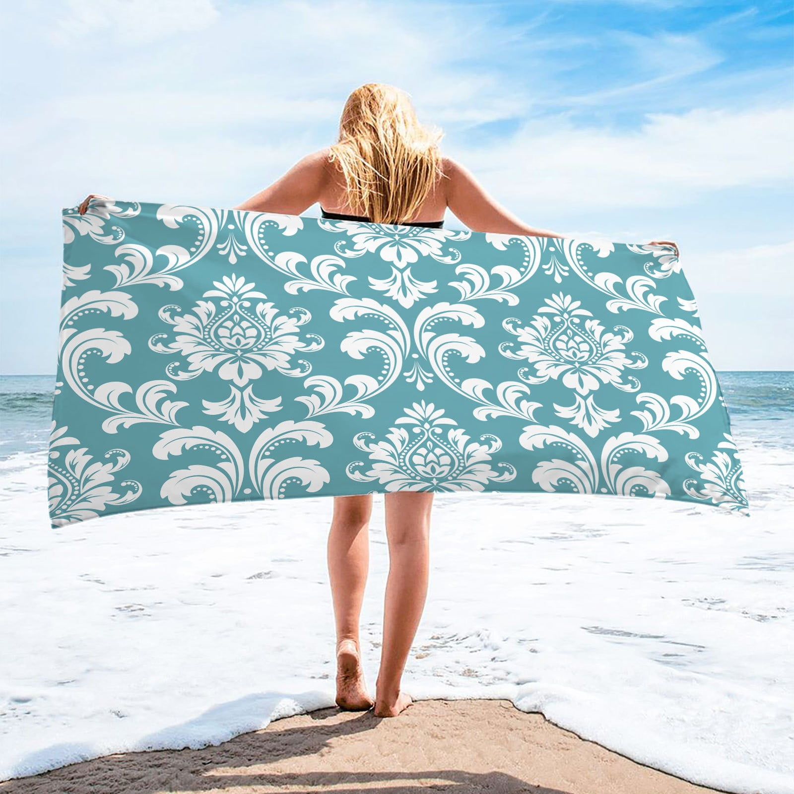 KOBLEN Aglebo Skull Beach Towel - 31x61 Inch Oversized Microfiber, Quick Dry, Sand Proof For Pool, Travel & Yoga