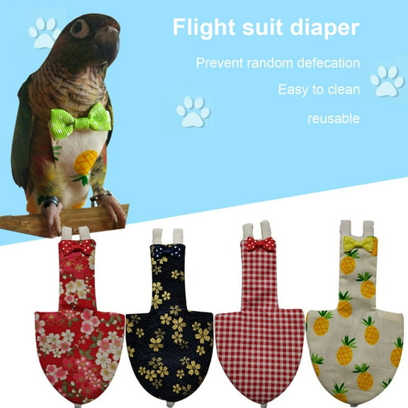 Feledorashia Bird Diapers Flight Suite Washable Reusable Protective Parrot Nappy Clothes, Waterproof Breathable, Easy to Wear, Suit for Parrot Macaw Budgies Parakeet
