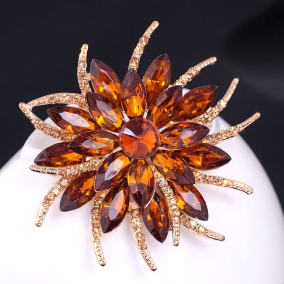 Feledorashia Brooches for Women Gifts for Mom Three Colors Gold Plated Rhinestone Crystal Bouquet Flower Scarf Pin & Brooch