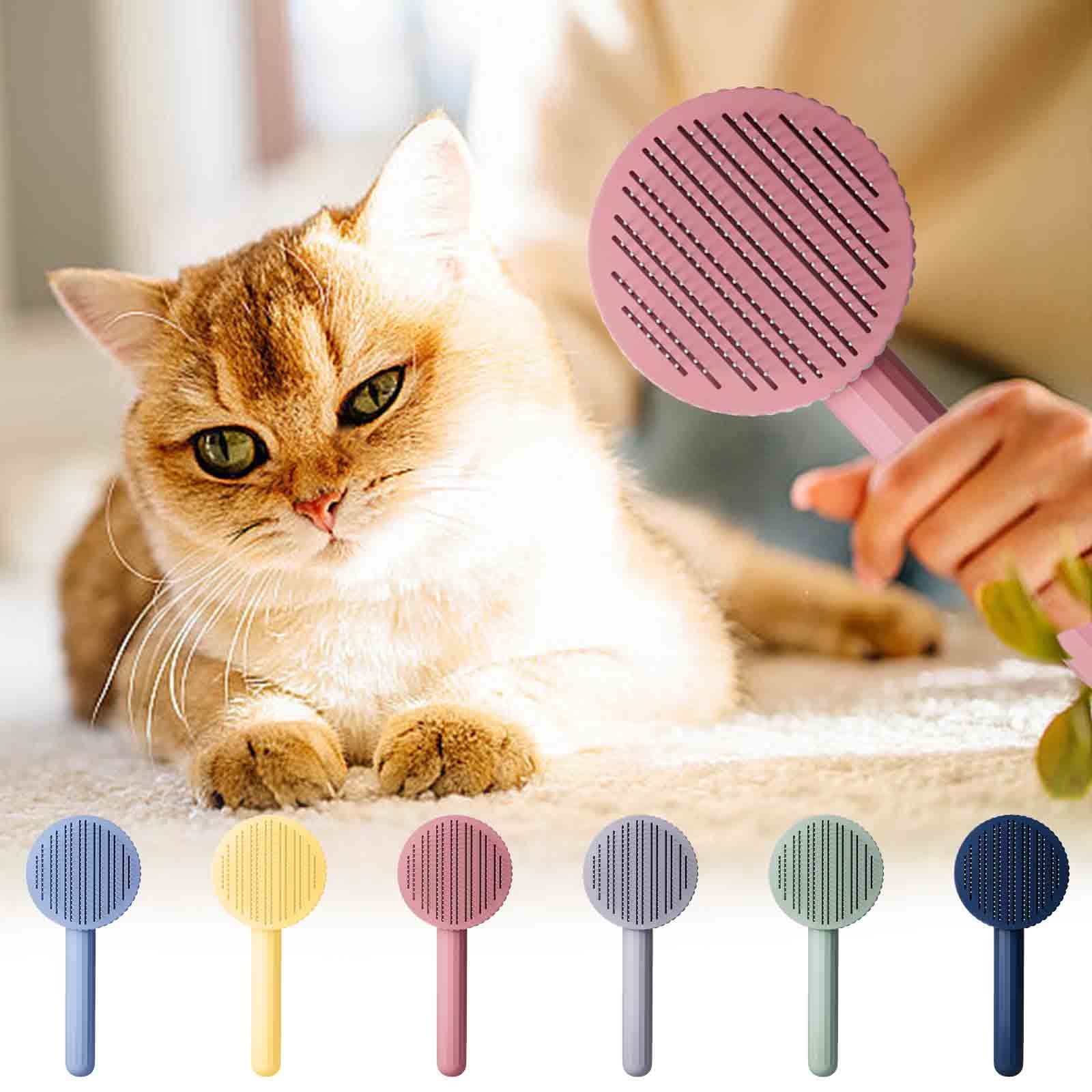 Feledorashia Cat Grooming Brush Cat Brush with Release Button Cat Brushes for Indoor Cats Shedding Cat Comb for Kitten Puppy Massage Gently Removes
