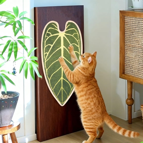 Feledorashia Cat Scratching Pad, Wall Mounted Scratcher, Leaf Shape Sisal Scratching Board for Furniture Protection, Durable Natural Fiber Textured Layer, Indoor Pet Activity and Home Decoration