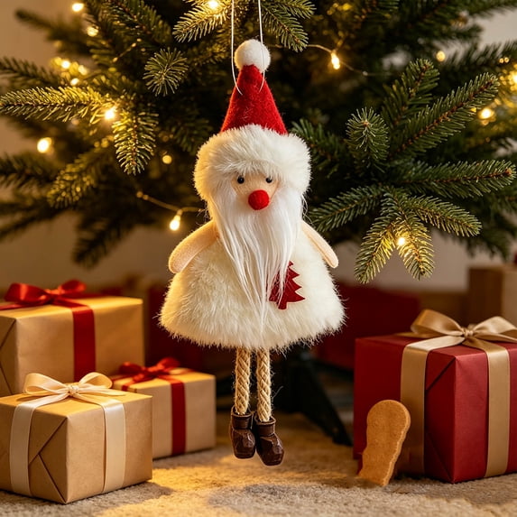 Feledorashia Christmas Plush Doll Ornament, Stuffed Holiday Tree Pendant, Soft Winter Character with Knit Details and Attached Hanging Loop, Cozy Decoration for Branches Garlands Shelves and Mantels