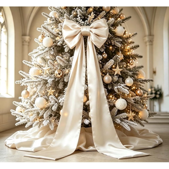 Feledorashia Christmas Tree Bow Topper, Holiday Hanging Ornament, Christmas Display Accent, Christmas Accent for Tree Wreath Garland Window Door Mantel and Party Display Using Lightweight Decorative