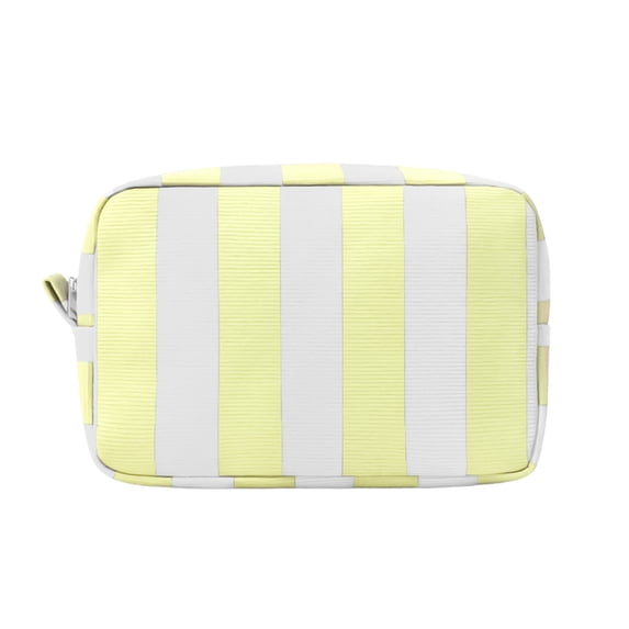 Feledorashia Corduroy Cosmetic Bag, Makeup Organizer Pouch, Striped Zippered Travel Toiletry Storage, Soft Polyester Portable Daily Use Small Makeup Case