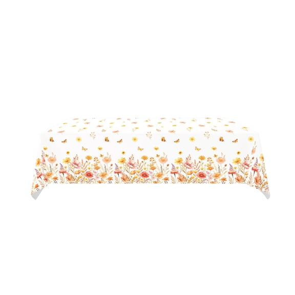 Feledorashia Disposable Tablecloth, Waterproof Table Cover, Fall Garden Floral Moth Print Tablecloth for Thanksgiving and Fall Theme Party Decor, Stainproof Plastic Material, Rectangular Size