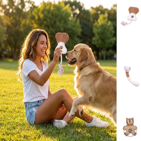 Feledorashia Dog Toy, Rope Knot Toy, Interactive Chew Toy for Medium and Large Dogs, Durable Natural Linen Material for Teeth Cleaning and Boredom Relief