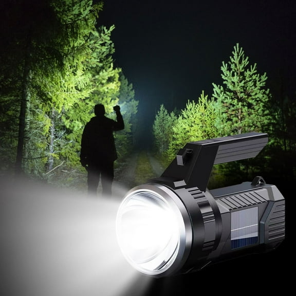Feledorashia Explosion Proof Flashlight, Strong Light, Ultra Bright, Solar Handheld Searchlight, Red and White Dual Light for Camping, Hiking, Night Fishing, Emergency Use