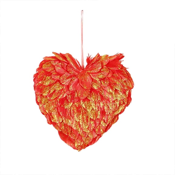 Feledorashia Feather Garland Decoration, Heart-Shaped Wall Hanging, Handcrafted Fall Wreath for Home Entryway, Durable Weather-Resistant Foam Material, Seasonal Thanksgiving Autumn Decor Pendant
