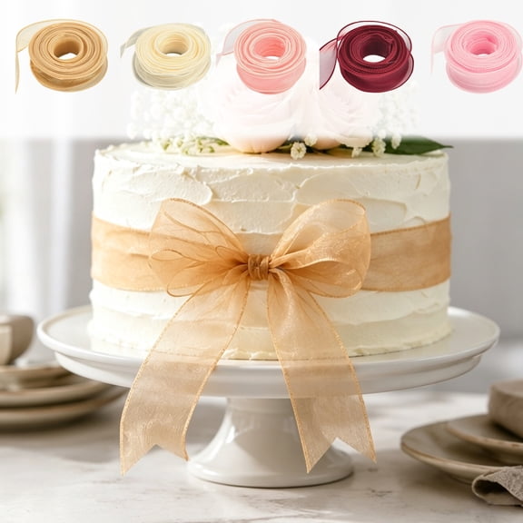 Feledorashia Fish Tail Ribbon, Sheer Organza Ribbon, Wavy Edges Ribbon for Bouquet Wrapping and Cake Decoration, Lightweight Nylon Spandex Material with Soft Scalloped Design