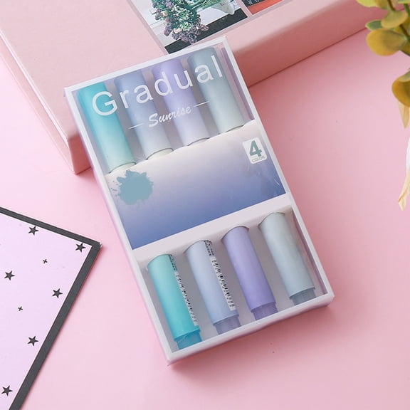 Feledorashia Fluorescent Pen, Gradient Highlighter Pen, Soft Tone Marking Pen for Notes and Drawing, Large Capacity 10ml Ink, Non Smudging, Even Lines, Plastic Body with Gradient Design