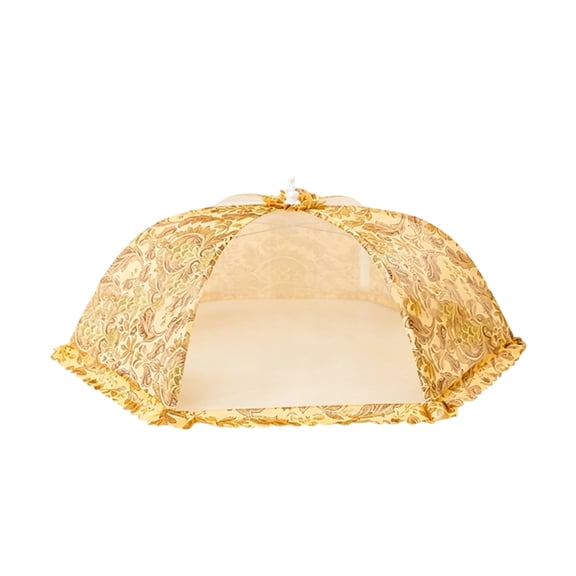 Feledorashia Foldable Mesh Food Cover, Breathable Lace Edge Table Tent, Floral Pattern Dust Fly Bug Proof Dish Protector For Indoor Dining Kitchen Outdoor Picnic Food Shield