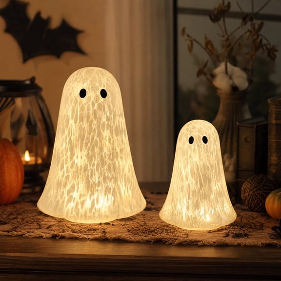 Feledorashia Ghost Night Light Set, LED Tabletop Light, Halloween Accent for Desk Shelf Mantel Nightstand Window and Decor, Plastic and Lighting Components with Illumination and Stable Display Form