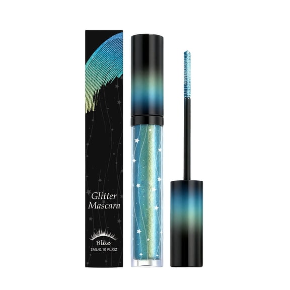 Feledorashia Glitter Mascara Blue Eyelash Waterproof Long Lasting Diamond Glitter Lashes Stage Party Wedding Music Festival Eyes Makeup