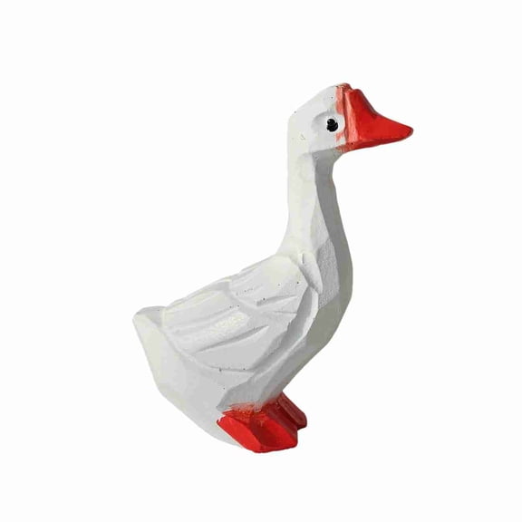 Feledorashia Goose Figurine, Resin Animal Statue, Imitation Wood Carving Goose Ornament, Minimalist Desktop Decor Sculpture For Indoor Living Space Table Shelf Display